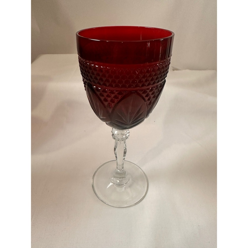 Cristal DArques Durand Antique Ruby‎ Red Water Wine Goblets Retired Set of 4 8in - Picture 2 of 16